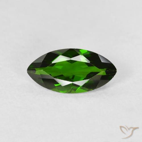 1.14ct Натуральный Medium Dark-Green Хромдиопсид, Маркиза, VS-SI