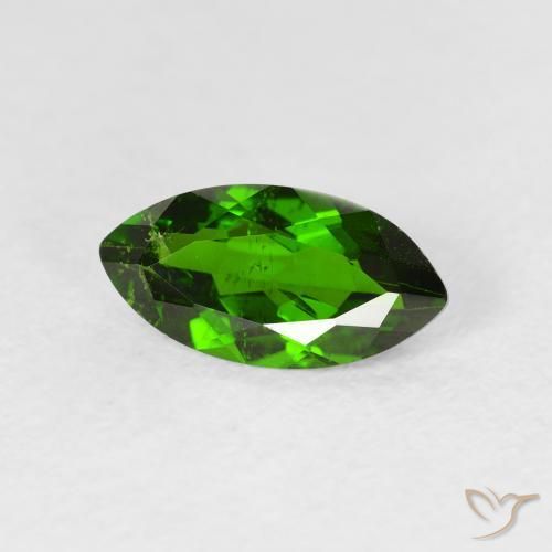 1.18 карата, натуральный Medium Dark-Green Хромдиопсид, Маркиза, VS-SI