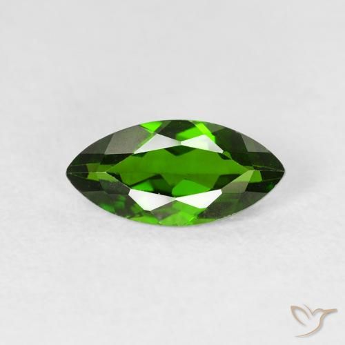 1.18ct Натуральный Medium Dark-Green Хромдиопсид, Маркиза, VS-SI