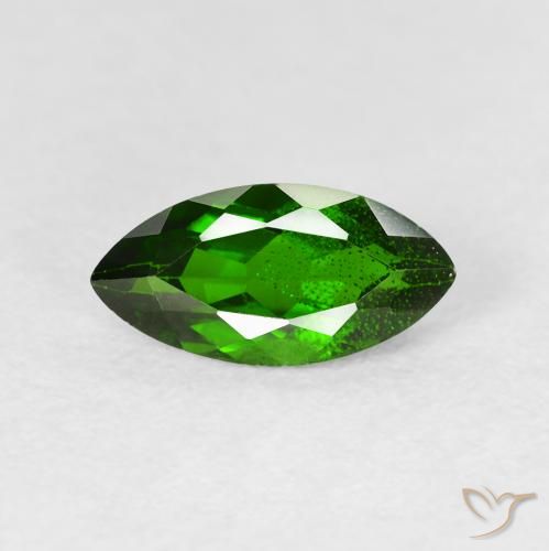 1.28ct Натуральный Medium Dark-Green Хромдиопсид, Маркиза, VS-SI