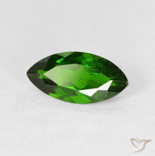 1.28 карата, натуральный Medium Dark-Green Хромдиопсид, Маркиза, VS-SI