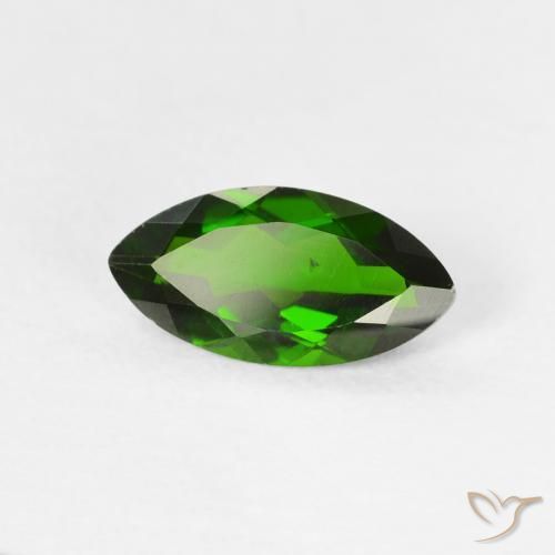 1.18 карата, натуральный Medium Dark-Green Хромдиопсид, Маркиза, VS-SI