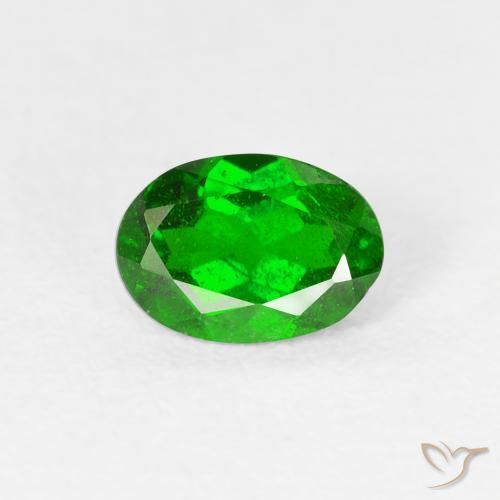0.97ct Натуральный Интенсивный зеленый Хромдиопсид, Овал, VS-SI