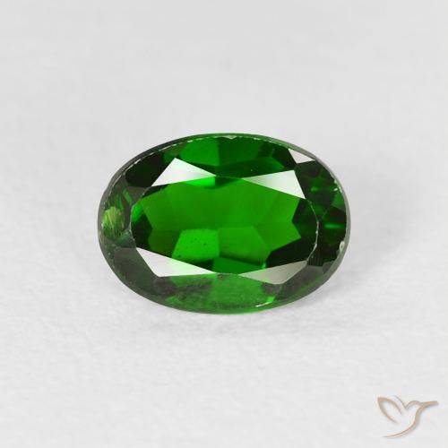 0.96ct Натуральный Яркий лесной зеленый Хромдиопсид, Овал, Чистота VS