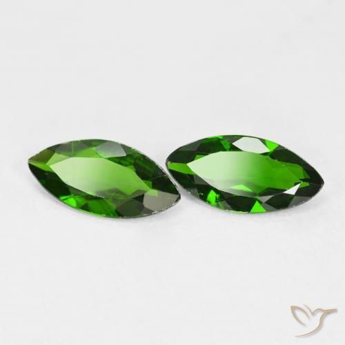 1.67 карата, натуральный Medium Dark-Green Хромдиопсид, Маркиза, Чистота VS