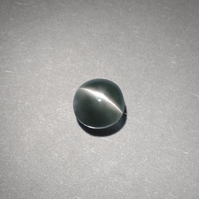 Натуральный зелёный chrysoberyl cat's eye 0,65 карата огранка круг, полупрозрачный