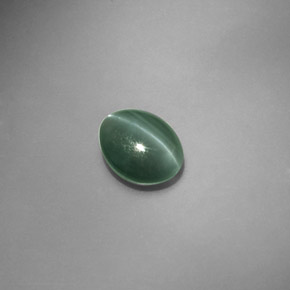 Натуральный зелёный chrysoberyl cat's eye 1,45 карата огранка овал, полупрозрачный