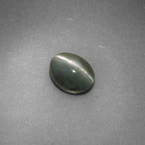 Натуральный зелёный chrysoberyl cat's eye 0,98 карата огранка овал, непрозрачный