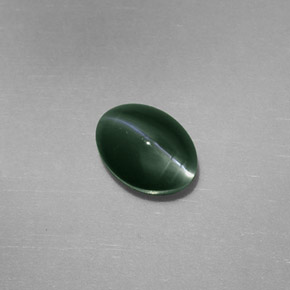 Натуральный зелёный chrysoberyl cat's eye 0,77 карата огранка овал, непрозрачный