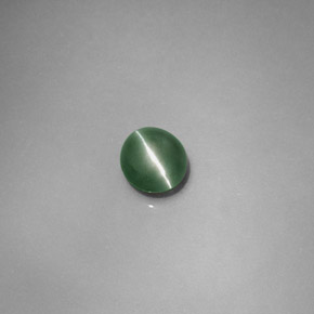Натуральный зелёный chrysoberyl cat's eye 0,79 карата огранка овал, полупрозрачный
