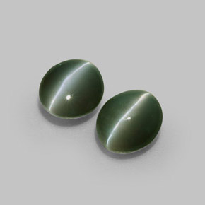 Натуральный зелёный chrysoberyl cat's eye  карата огранка овал, полупрозрачный