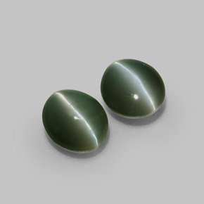 Натуральный зелёный chrysoberyl cat's eye  карата огранка овал, полупрозрачный