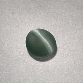 Натуральный зелёный chrysoberyl cat's eye 0,73 карата огранка овал, непрозрачный