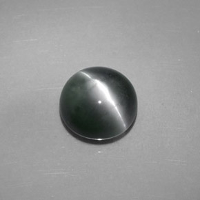 Натуральный зелёный chrysoberyl cat's eye 4,08 карата огранка круг, непрозрачный