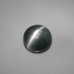 Натуральный зелёный chrysoberyl cat's eye 4,08 карата огранка круг, непрозрачный