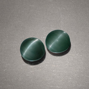 Натуральный зелёный chrysoberyl cat's eye  карата огранка круг, непрозрачный