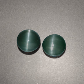 Натуральный зелёный chrysoberyl cat's eye  карата огранка круг, непрозрачный