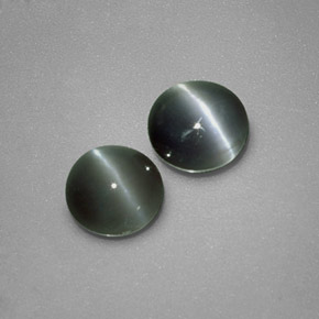 Натуральный зелёный chrysoberyl cat's eye  карата огранка круг, непрозрачный