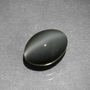 Натуральный серый chrysoberyl cat's eye 1,59 карата огранка овал, полупрозрачный