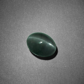 Натуральный зелёный chrysoberyl cat's eye 1,26 карата огранка овал, непрозрачный