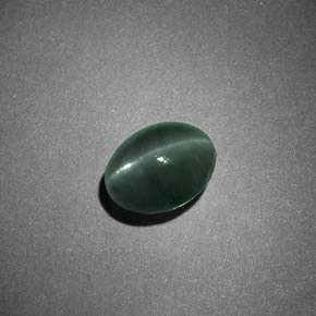 Натуральный зелёный chrysoberyl cat's eye 1,26 карата огранка овал, непрозрачный