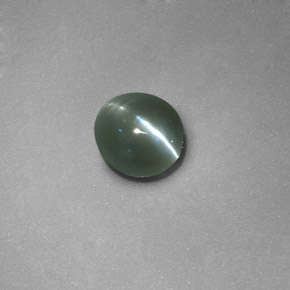 Натуральный зелёный chrysoberyl cat's eye 0,71 карата огранка овал, полупрозрачный