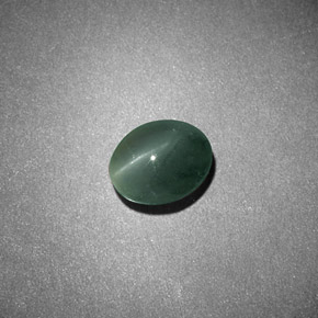 Натуральный зелёный chrysoberyl cat's eye 0,68 карата огранка овал, непрозрачный
