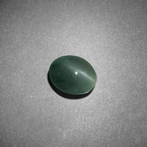 Натуральный зелёный chrysoberyl cat's eye 0,68 карата огранка овал, непрозрачный