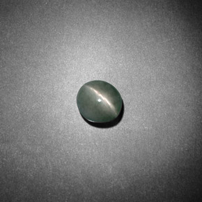 Натуральный зелёный chrysoberyl cat's eye 0,79 карата огранка овал, непрозрачный