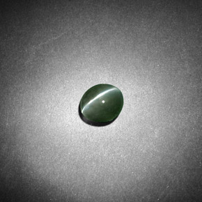 Натуральный зелёный chrysoberyl cat's eye 0,53 карата огранка овал, полупрозрачный