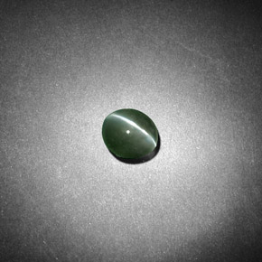Натуральный зелёный chrysoberyl cat's eye 0,53 карата огранка овал, полупрозрачный