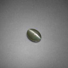 Натуральный зелёный chrysoberyl cat's eye 0,79 карата огранка овал, полупрозрачный