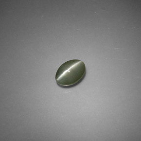 Натуральный зелёный chrysoberyl cat's eye 0,79 карата огранка овал, полупрозрачный