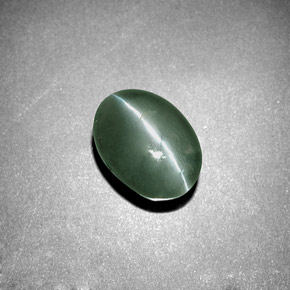 Натуральный зелёный chrysoberyl cat's eye 3,04 карата огранка овал, непрозрачный