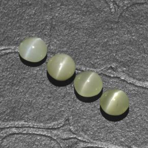 Натуральный зелёный chrysoberyl cat's eye 1,88 карата огранка круг, полупрозрачный