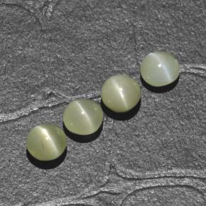 Натуральный зелёный chrysoberyl cat's eye 1,88 карата огранка круг, полупрозрачный