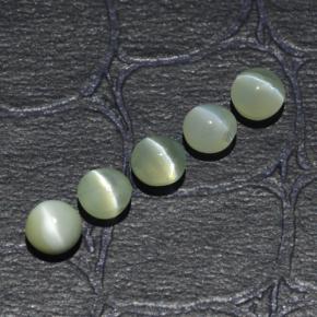 Натуральный зелёный chrysoberyl cat's eye 2,53 карата огранка круг, полупрозрачный