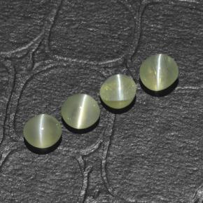 Натуральный зелёный chrysoberyl cat's eye 1,48 карата огранка круг, полупрозрачный