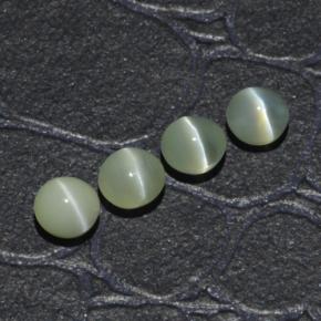 Натуральный зелёный chrysoberyl cat's eye 1,65 карата огранка круг, полупрозрачный