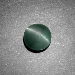 Натуральный зелёный chrysoberyl cat's eye 1,08 карата огранка круг, непрозрачный