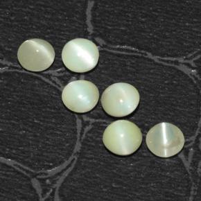 Натуральный зелёный chrysoberyl cat's eye 2,03 карата огранка круг, полупрозрачный