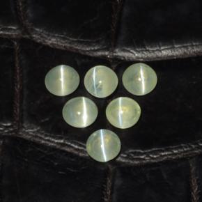 Натуральный зелёный chrysoberyl cat's eye 2,00 карата огранка круг, полупрозрачный