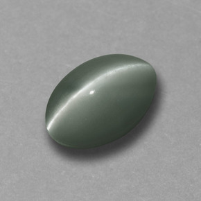 Натуральный зелёный chrysoberyl cat's eye 0,73 карата огранка овал, непрозрачный