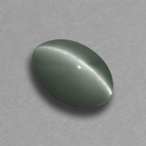 Натуральный зелёный chrysoberyl cat's eye 0,73 карата огранка овал, непрозрачный