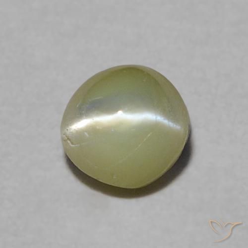 0.37 карата, натуральный Желтовато-зеленый Хризоберилл Кошачий Глаз, Огранка Круг, Полупрозрачный