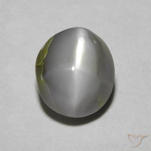 0.97ct Натуральный Средний серый Хризоберилл Кошачий Глаз, Овал, Непрозрачный