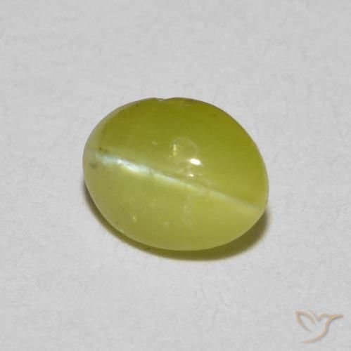 0.51ct Натуральный Средний желтый Хризоберилл Кошачий Глаз, Овал, Полупрозрачный