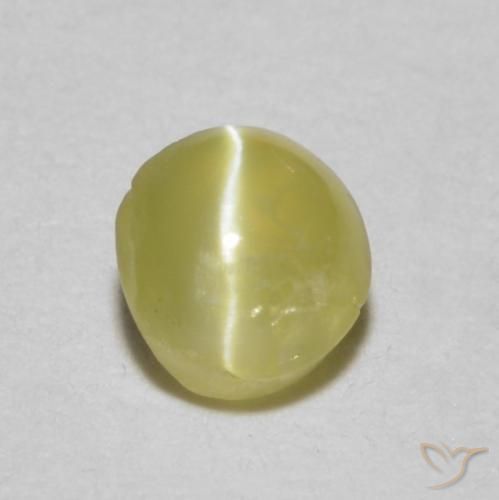 0.34ct Натуральный Светло-золотисто-желтый Хризоберилл Кошачий Глаз, Овал, Полупрозрачный