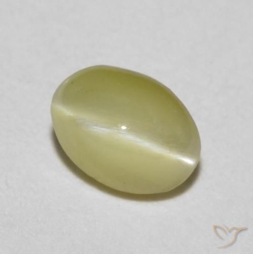 0.33ct Натуральный Светлая Лагуна Жёлтая Хризоберилл Кошачий Глаз, Овал, Полупрозрачный