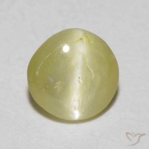0.36ct Натуральный Палевый Хризоберилл Кошачий Глаз, Овал, Полупрозрачный